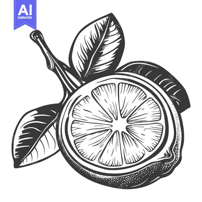 Aset desain premium: A detailed illustration depicts a halved citrus fruit with leaves