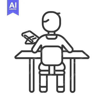 Aset premium populer: A person is sitting at a desk with a document and a chair