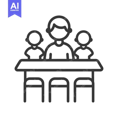 Aset premium populer: Simple line drawing of a group around a table