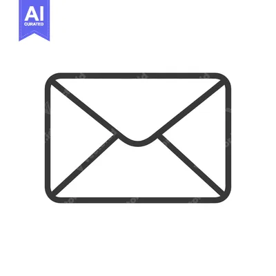 Aset desain premium: Simple black and white outline illustration of an envelope icon