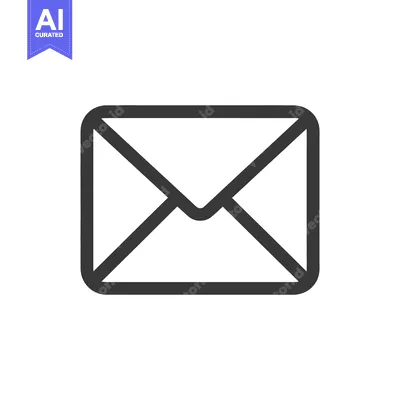 Aset desain premium: Simple monochrome illustration of an envelope against a white backdrop