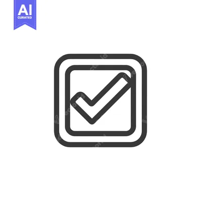 Aset premium populer: Bold Check Mark Icon in Double Rounded Square Frame, Dark Gray on Whit