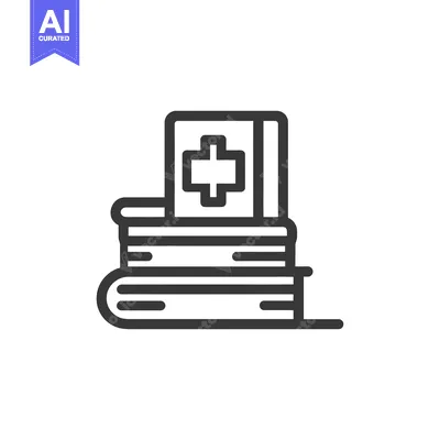 Aset premium populer: Medical Books Stacked: Healthcare Knowledge Icon in Line Art Style