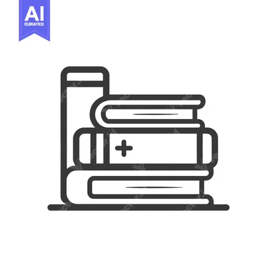 Aset premium populer: Stacked Books Icon with Plus Sign, Minimalist Line Art Design