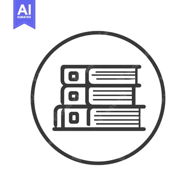 Aset desain premium: Stacked Books Icon in Circle, Minimalist Black and White Design