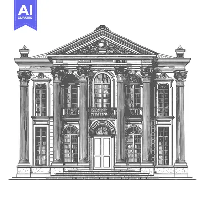 Aset premium populer: Grand Classical Building Architectural Drawing