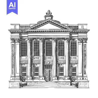 Aset premium populer: An Illustration Depicting a Classical Building Architecture Design