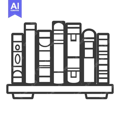 Aset desain premium: A simple illustration depicting books arranged on a shelf