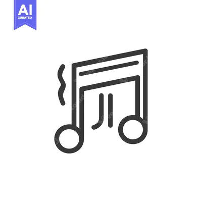 Aset premium populer: Minimalist Music Note Icon with Sound Wave, Bold Outline Design