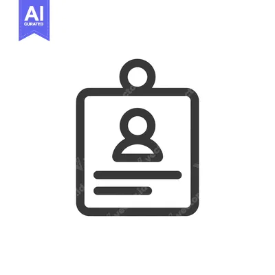 Aset desain premium: Minimalist Identity Badge Icon with Person Silhouette and Text Lines