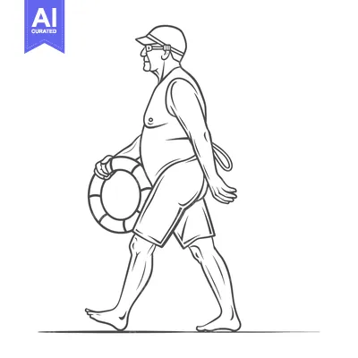 Lifeguard Walking with Lifebuoy