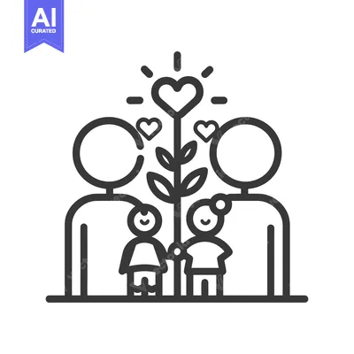 Popular premium asset: An illustrated family comprised of parents and their two children