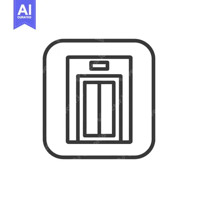 Aset desain premium: Minimalist Elevator Icon: Modern Design with Rounded Square Frame and