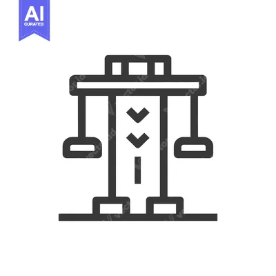 Premium design asset: Minimalist Icon of a Swing Ride with Downward Arrows