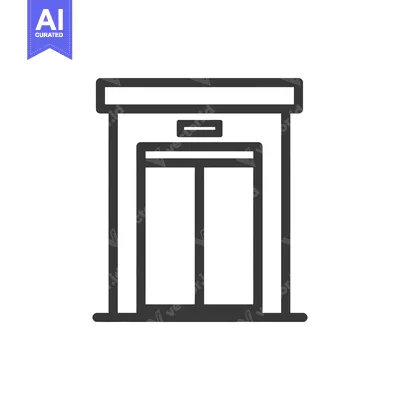 Aset premium populer: Minimalist Elevator Icon: Modern Design with Clean Lines and Simple Fo