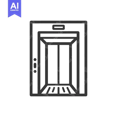 Aset desain premium: Minimalist Elevator Icon: Modern Design with Clean Lines and Geometric