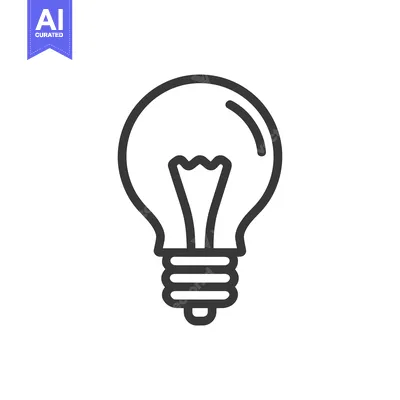 Aset premium populer: Minimalist Light Bulb Icon: Bold Outline on White Background