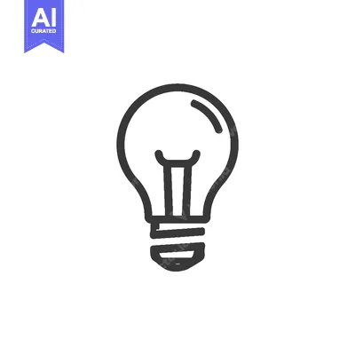 Aset premium populer: Minimalist Light Bulb Icon: Bold Outline on White Background