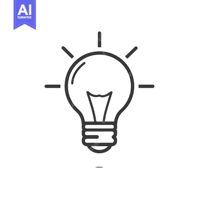 Aset desain premium: Minimalist Light Bulb Icon with Radiating Lines on White Background