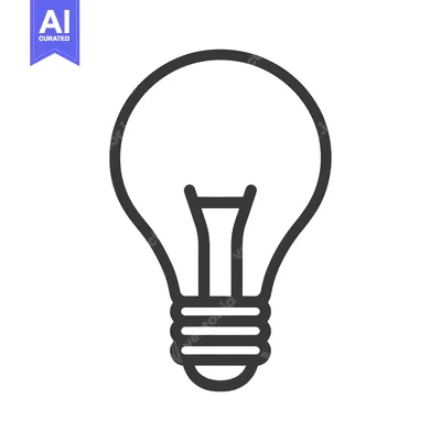 Aset desain premium: Minimalist Light Bulb Icon: Simple, Clean Design on White Background