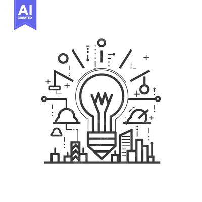 Aset premium populer: Lightbulb Idea with Cityscape and Abstract Design Elements