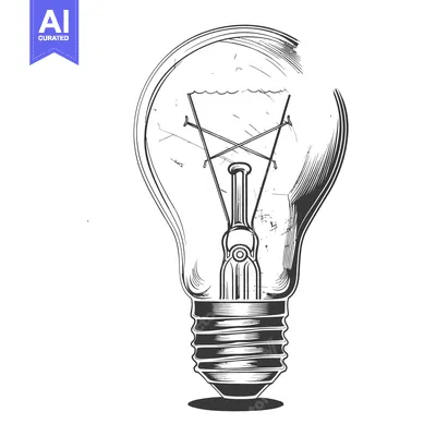 Popular premium asset: A detailed monochrome drawing of an incandescent light bulb