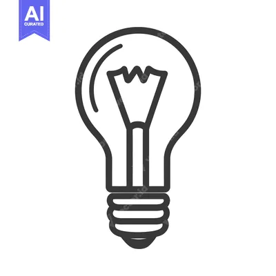 Aset desain premium: A simple line drawing depicting a light bulb illustration