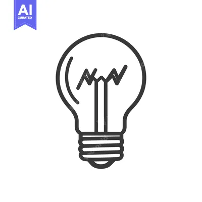 Popular premium asset: A simple black and white graphic illustration of a light bulb