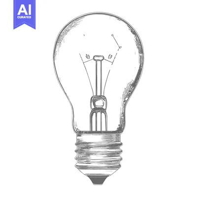 Aset desain premium: A detailed line drawing of an incandescent light bulb