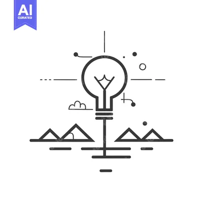 Aset premium populer: Lightbulb on a Stem Over a Landscape of Triangles