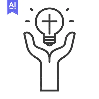 Aset premium populer: Lightbulb with a cross inside held by two hands