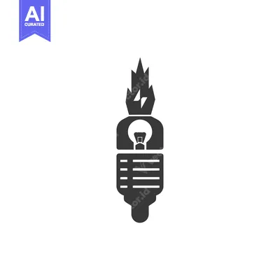 Aset desain premium: Lightbulb with a Fire and a List Above It