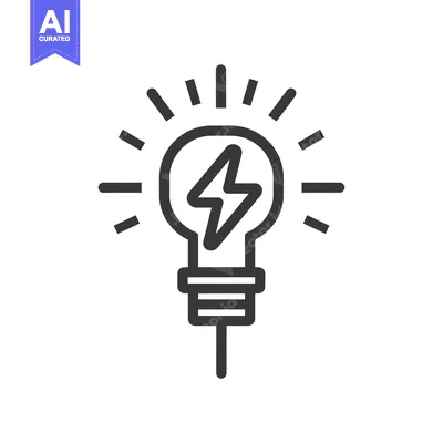 Aset desain premium: Lightbulb with a lightning bolt inside and radiating rays
