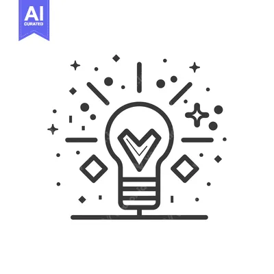 Aset premium populer: Light Bulb with Check Mark and Sparkles, Representing a Successful Ide