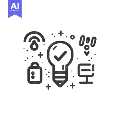 Aset premium populer: Lightbulb with Checkmark and Surrounding Icons