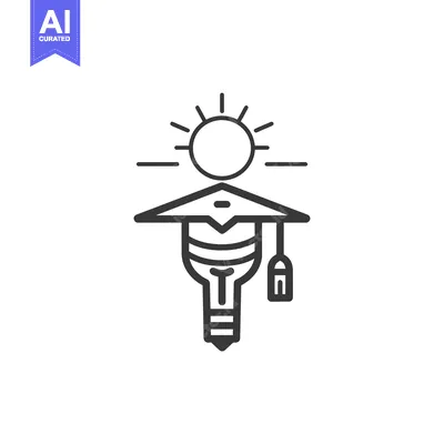 Light Bulb with Graduation Cap and Sun Rays
