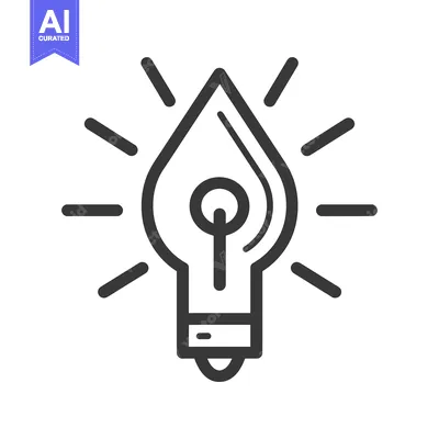 Aset desain premium: Light Bulb with Ink Pen Nib Inside and Radiating Lines