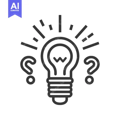 Aset desain premium: Light Bulb with Question Marks and Radiating Lines
