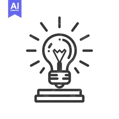 Aset desain premium: Lightbulb with radiating light rays on a pedestal