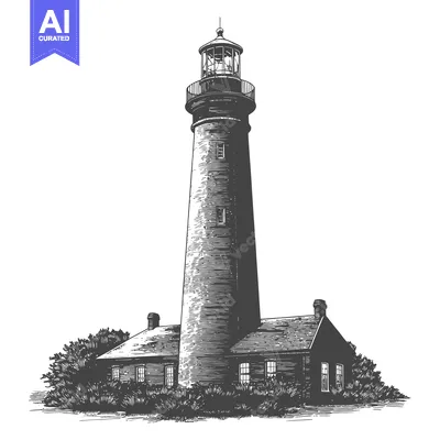 Aset premium populer: A tall lighthouse building and its adjacent residential structures exi