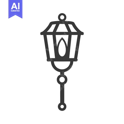 Aset premium populer: A simple black and white illustration of a street lamp