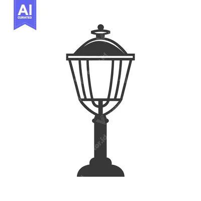 Aset desain premium: An isolated illustration depicting a classic outdoor street lamp desig