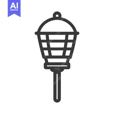 Aset desain premium: A black and white illustration of a torch shaped lantern