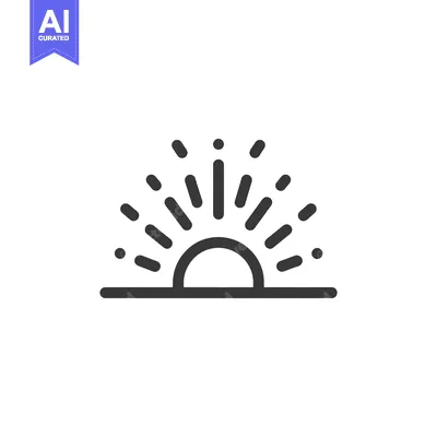 Premium design asset: Sunrise Icon: Minimalist Line Art Depicting Dawn with Radiating Rays