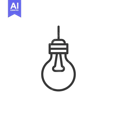 Aset desain premium: Minimalist Light Bulb Icon: Clean Line Art on White Background