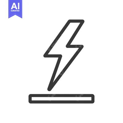 Aset premium populer: Minimalist Lightning Bolt Icon with Ground Line, Dark Gray on White Ba
