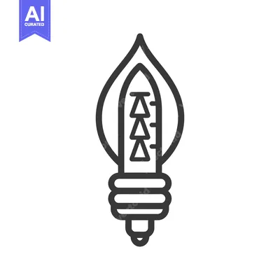 Popular premium asset: A stylized dark outline drawing depicting a lightbulb and flame