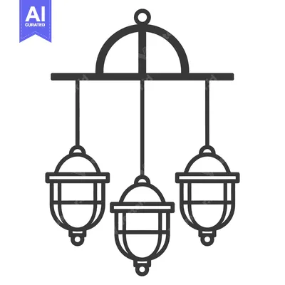 A vector illustration of a stylized ceiling hanging lamp fixture