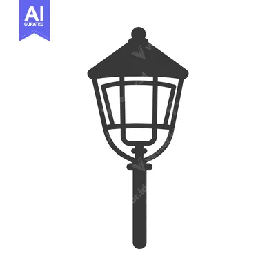 Premium design asset: An isolated silhouette depicts a vintage style streetlight on a pole