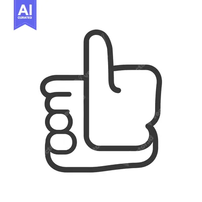 A simple line drawing depicting a hand with raised thumb